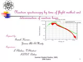 Neutron spectroscopy by time of flight method and determination of neutron beam