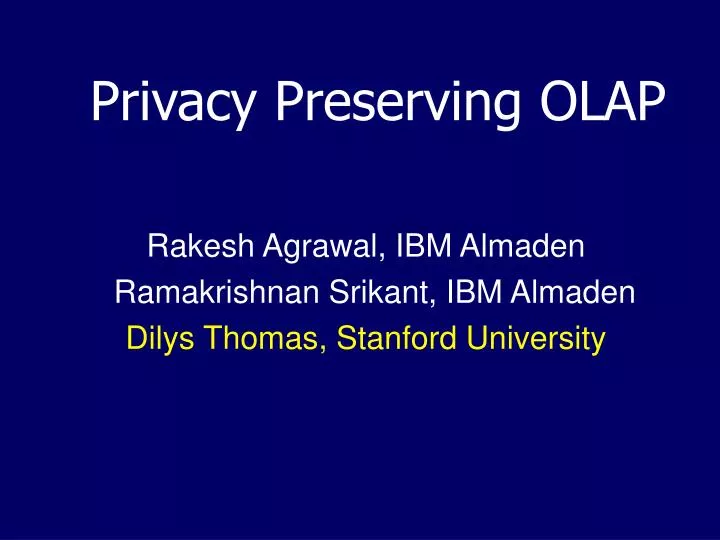 privacy preserving olap