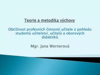 teorie a metodika v chovy