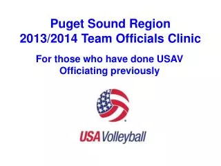 Puget Sound Region 2013/2014 Team Officials Clinic