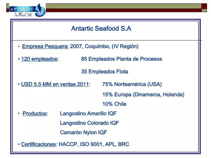 antartic seafood s a