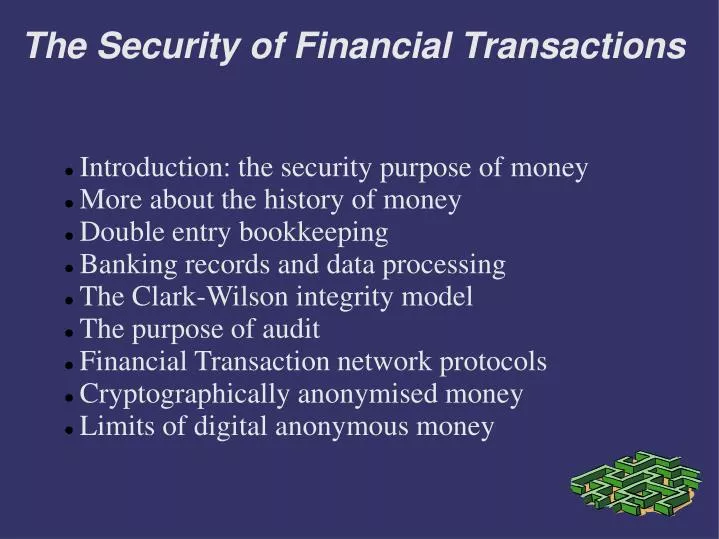 the security of financial transactions