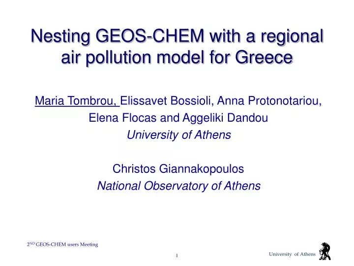 nesting geos chem with a regional air pollution model for greece
