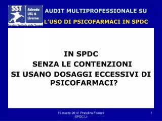 audit multiprofessionale su l uso di psicofarmaci in spdc
