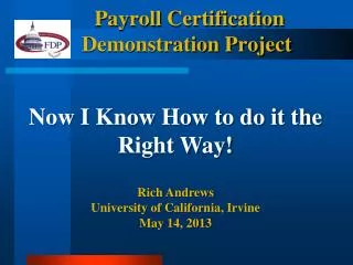Payroll Certification Demonstration Project