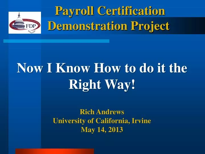 payroll certification demonstration project
