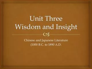 Unit Three Wisdom and Insight
