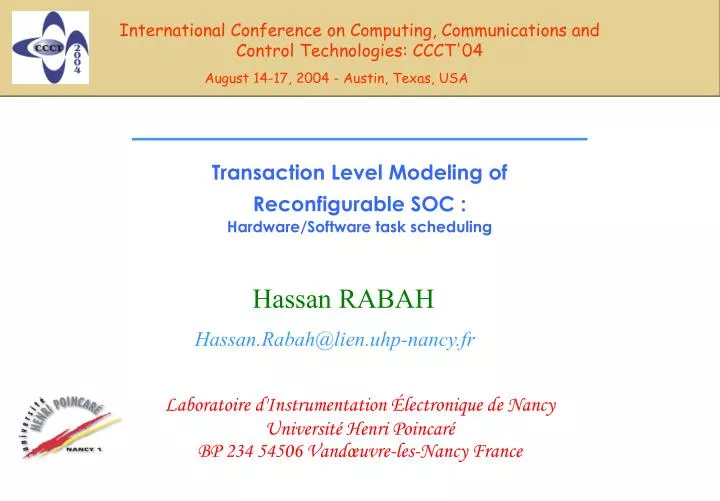 transaction level modeling of reconfigurable soc hardware software task scheduling