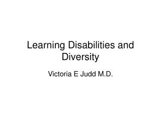 Learning Disabilities and Diversity