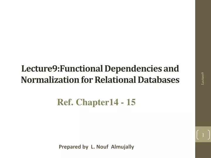 lecture9 functional dependencies and normalization for relational databases