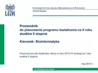 przewodnik do planowania programu kszta cenia na ii roku studi w ii stopnia kierunek bioinformatyka