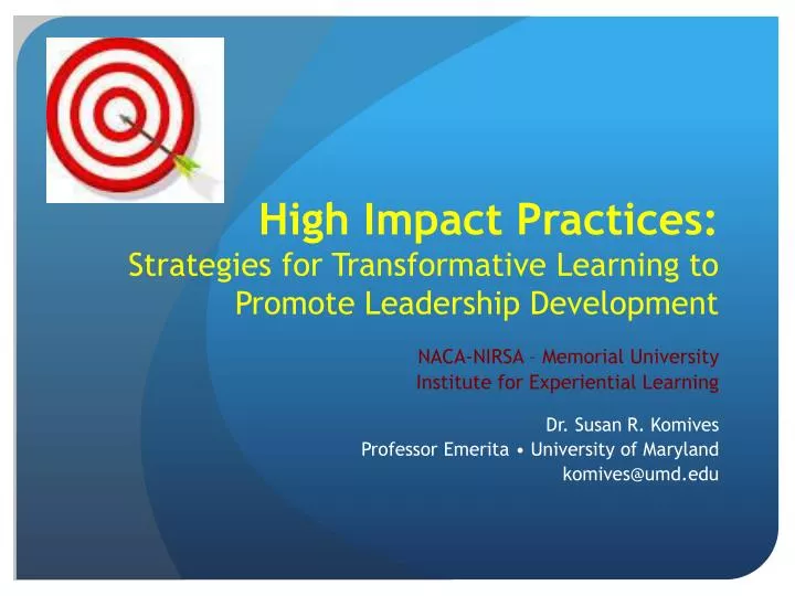 high impact practices strategies for transformative learning to promote leadership development