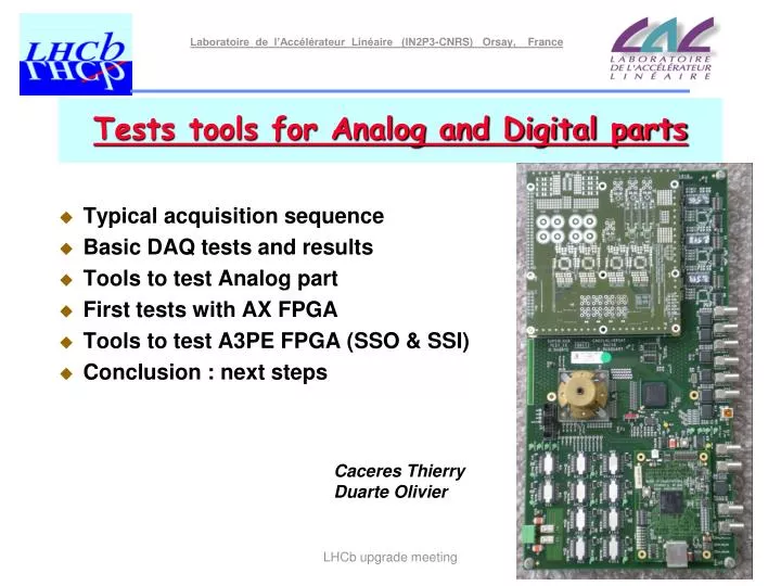 tests tools for analog and digital parts