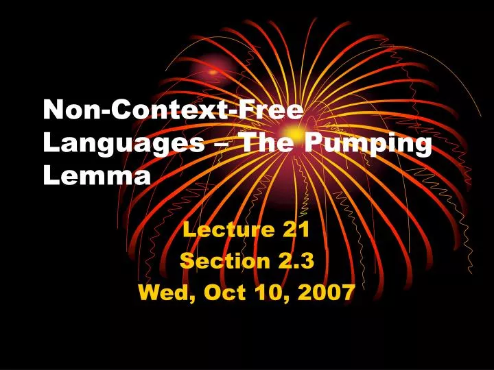 non context free languages the pumping lemma