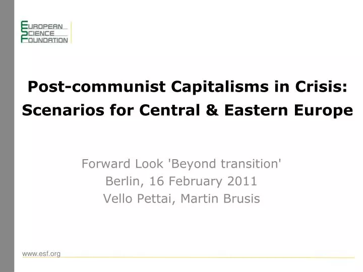 post communist capitalisms in crisis scenarios for central eastern europe