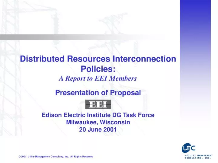 distributed resources interconnection policies a report to eei members