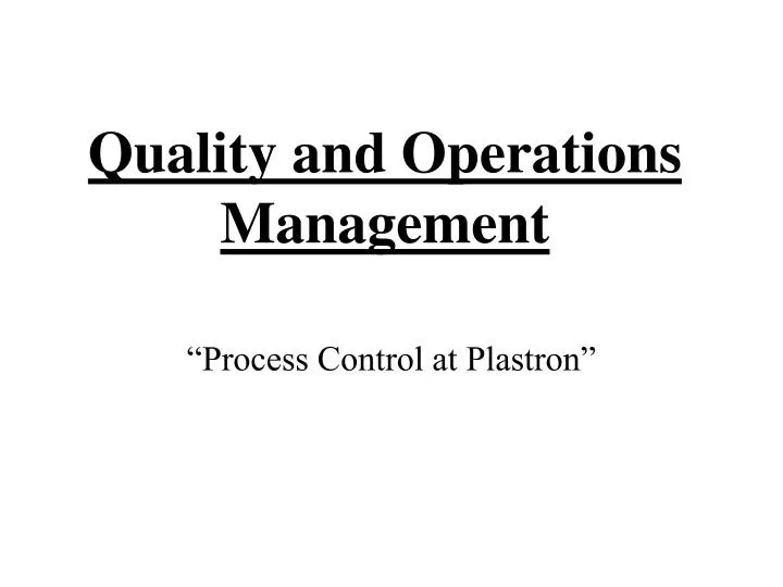 quality and operations management