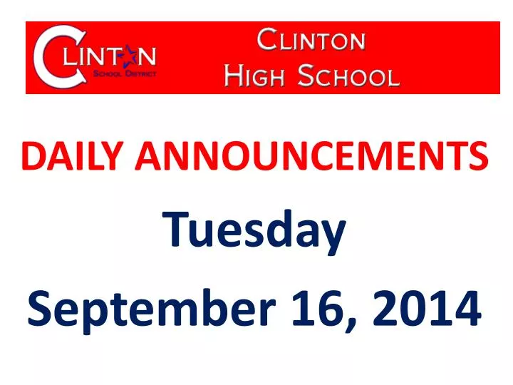 daily announcements tuesday september 16 2014
