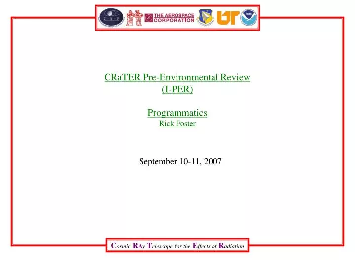 crater pre environmental review i per programmatics rick foster