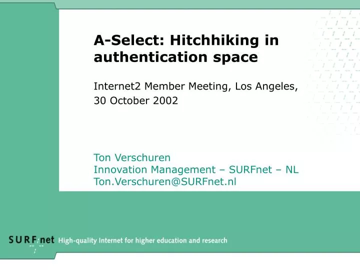 a select hitchhiking in authentication space