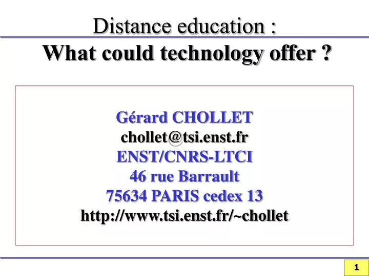 distance education what could technology offer