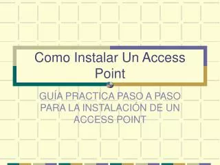 como instalar un access point