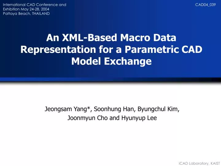 an xml based macro data representation for a parametric cad model exchange