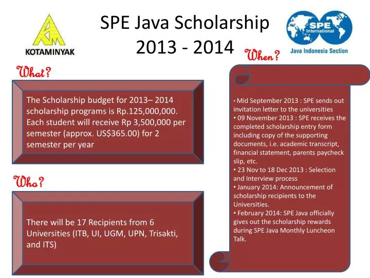 spe java scholarship 2013 2014