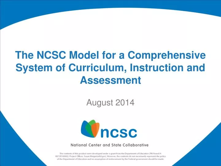 the ncsc model for a comprehensive system of curriculum instruction and assessment