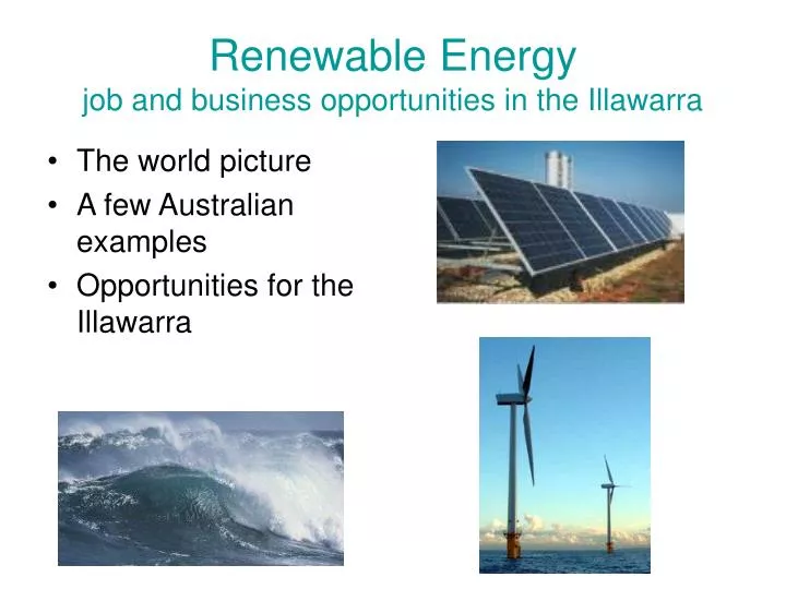 renewable energy job and business opportunities in the illawarra