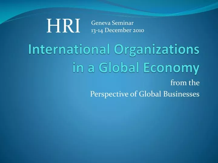international organizations in a global economy