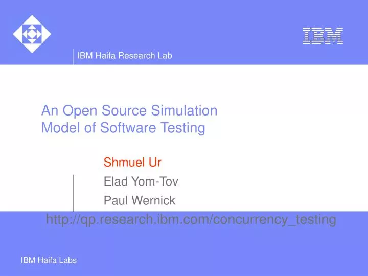 an open source simulation model of software testing
