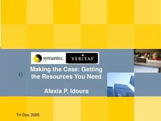 Making the Case: Getting the Resources You Need Alexia P. Idoura