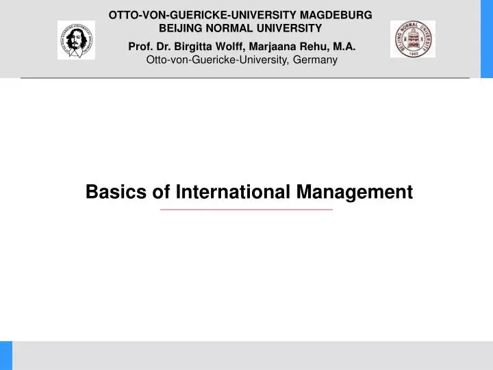 basics of international management
