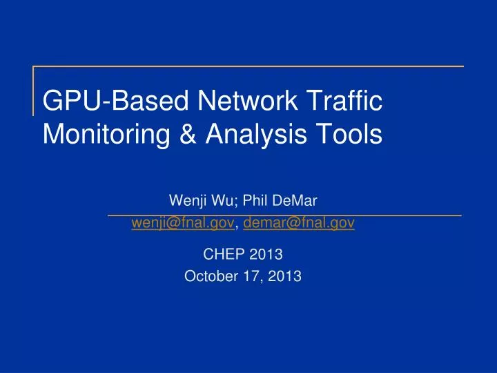 gpu based network traffic monitoring analysis tools