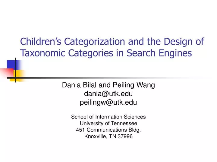 children s categorization and the design of taxonomic categories in search engines