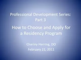 Professional Development Series: Part 3