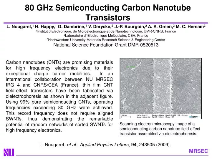 80 ghz semiconducting carbon nanotube transistors