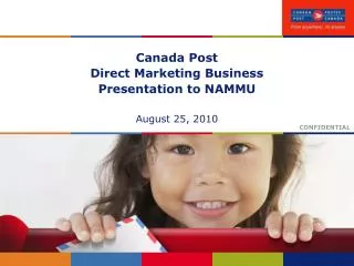 Canada Post Direct Marketing Business Presentation to NAMMU August 25, 2010