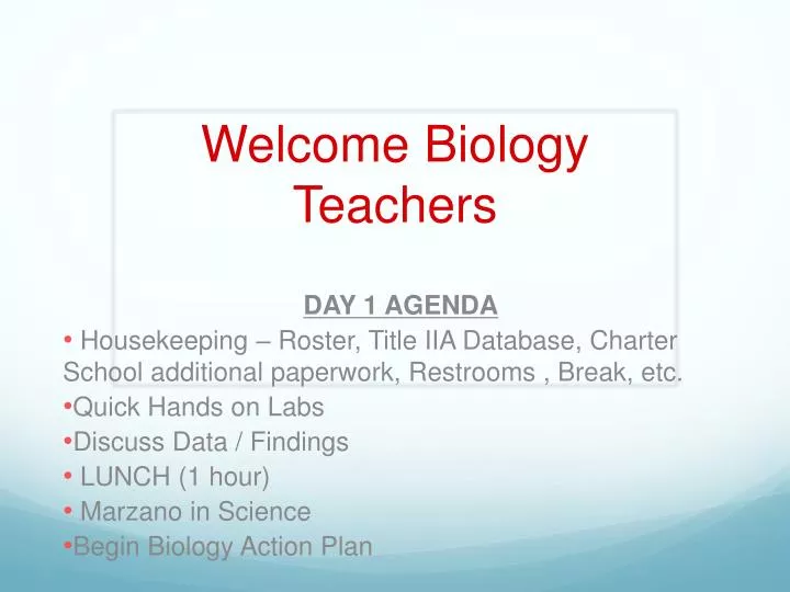 welcome biology teachers