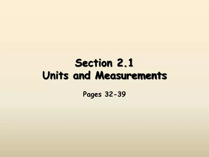 section 2 1 units and measurements