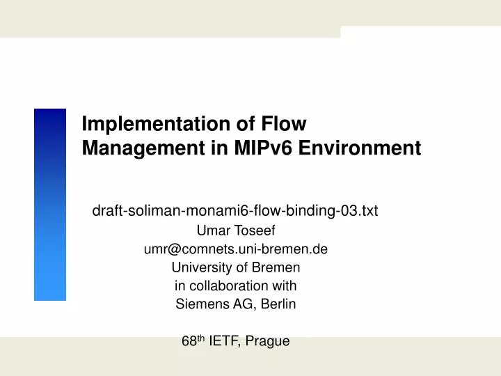 implementation of flow management in mipv6 environment