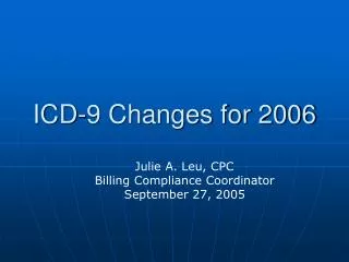 ICD-9 Changes for 2006