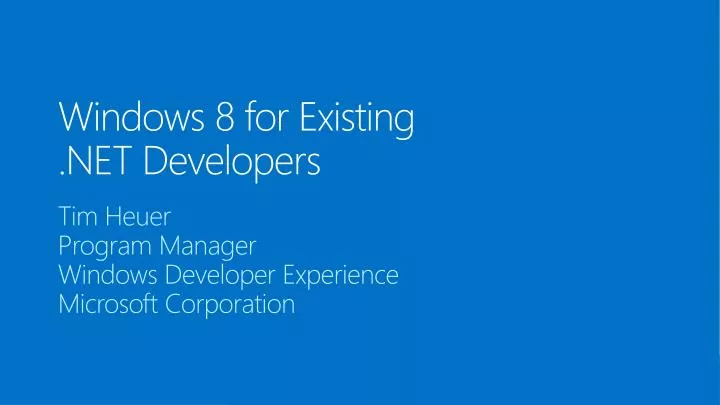 windows 8 for existing net developers