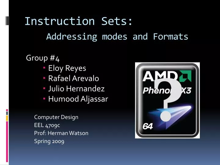instruction sets addressing modes and formats