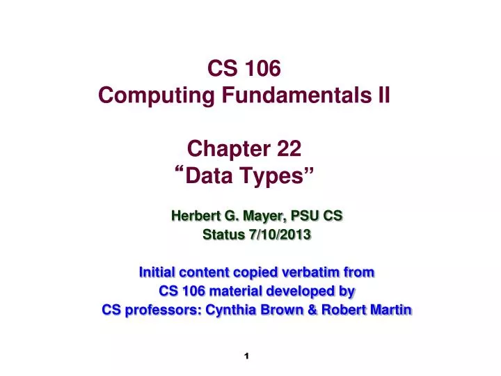 cs 106 computing fundamentals ii chapter 22 data types
