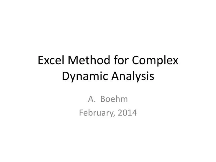 excel method for complex dynamic analysis