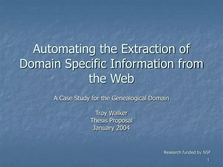 automating the extraction of domain specific information from the web