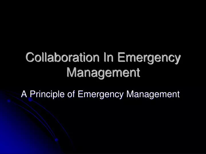 a principle of emergency management