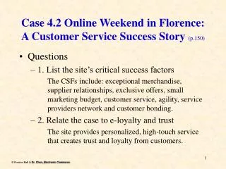 case 4 2 online weekend in florence a customer service success story p 150